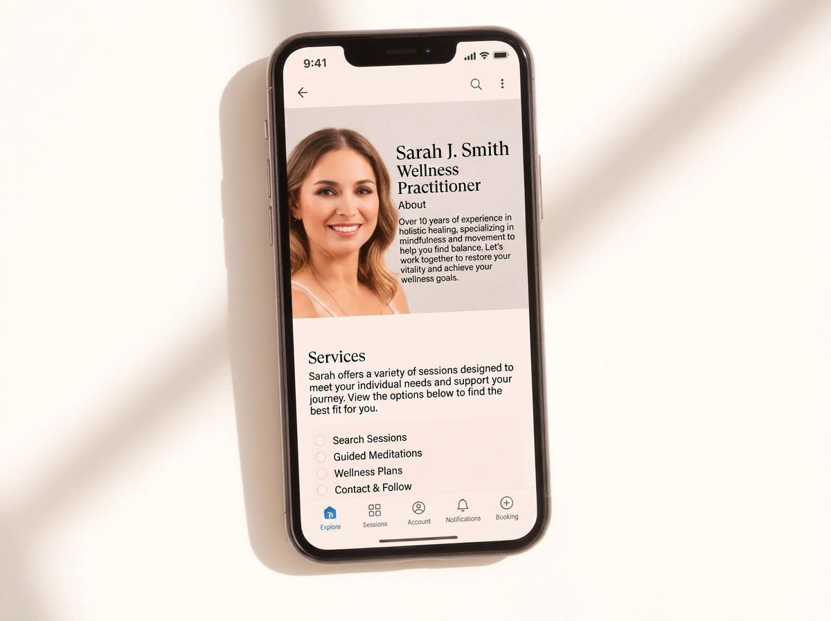A phone showing a professional profile page