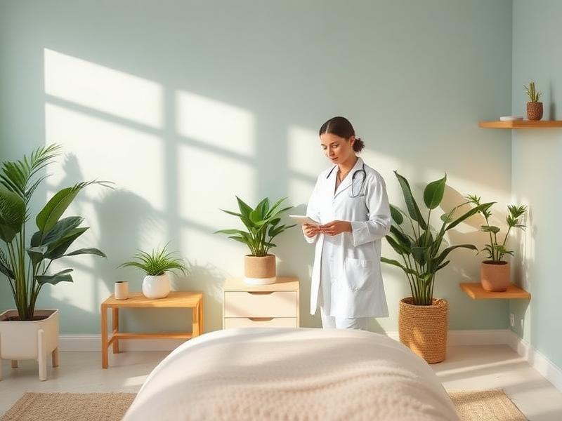 A professional arranging a calm welcoming workspace