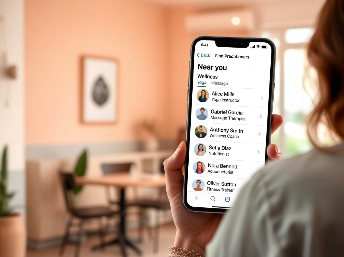 A person searching for a service provider on a phone