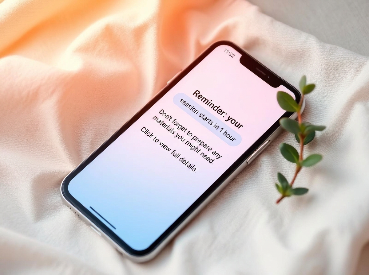 A phone showing a gentle appointment reminder notification
