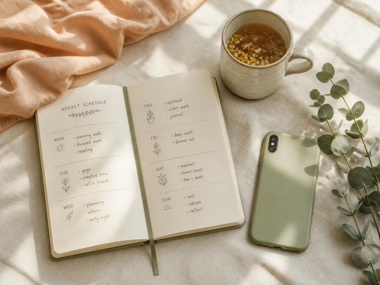 A phone showing a booking calendar with available time slots